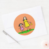 Kunsttekenaars voor moeder en dochter ronde sticker (Envelop)