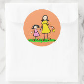 Kunsttekenaars voor moeder en dochter ronde sticker (Tas)