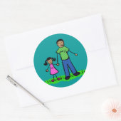 Kunsttekenaars voor vaders en dochtermaatschappije ronde sticker (Envelop)