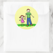 Kunsttekenaars voor vaders en dochtermaatschappije ronde sticker (Tas)