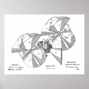 Kunsttekenafdrukken van 1882 vliegende machine poster