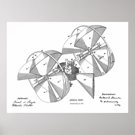 Kunsttekenafdrukken van 1882 vliegende machine poster (Voorkant)