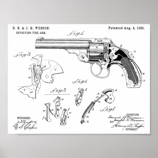 Kunsttekenafdrukken van 1885-Wesson Pistool Poster (Voorkant)