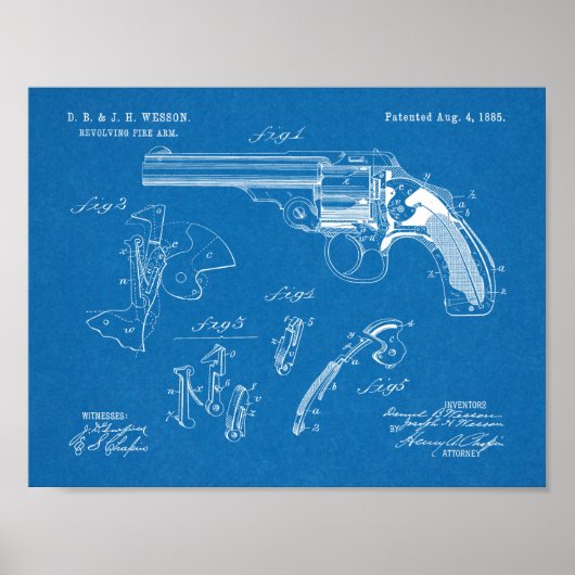 Kunsttekenafdrukken van 1885-Wesson Pistool Poster (Voorkant)
