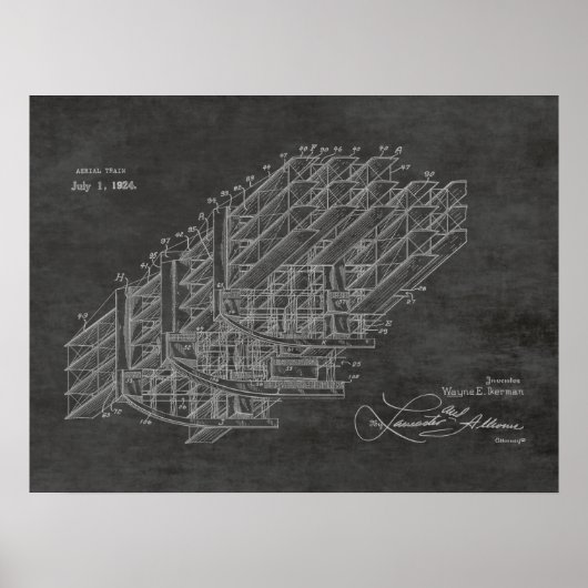 Kunsttekenafdrukken van 1924 vliegtuigtrein poster (Voorkant)
