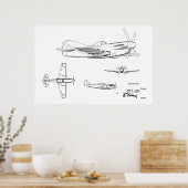 Kunsttekenafdrukken van 1946 WW2-vliegtuig Poster (Keuken)