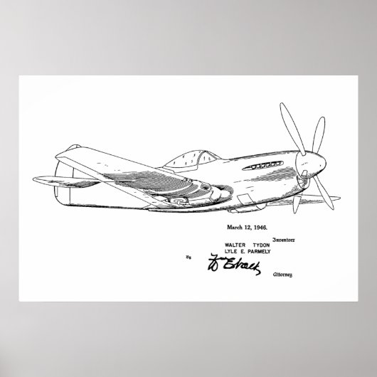 Kunsttekenafdrukken van 1946 WW2-vliegtuig Poster (Voorkant)