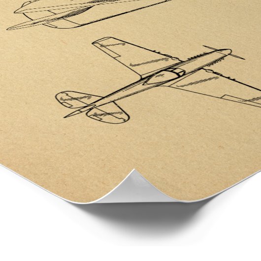 Kunsttekenafdrukken van 1946 WW2-vliegtuig Poster (Hoek)