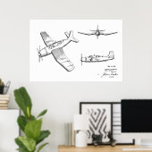 Kunsttekenafdrukken van 1946 WW2-vliegtuig Poster (Thuiskantoor)