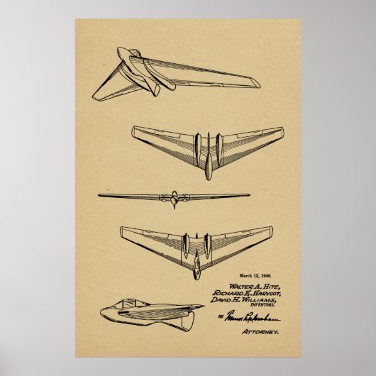 Kunsttekenafdrukken van vliegende vleugelvliegtuig poster (Voorkant)