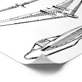 Kunsttekenafdrukken van vliegende vleugelvliegtuig poster (Hoek)