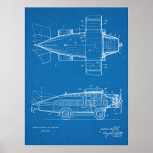 Kunsttekenafdrukken voor vliegende vliegtuigen van poster