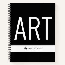 Kunsttekenboek met naam grote titel