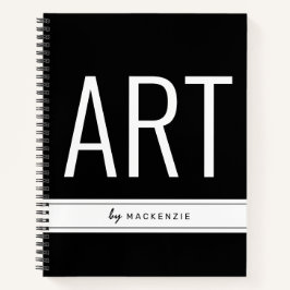 Kunsttekenboek met naam grote titel notitieboek