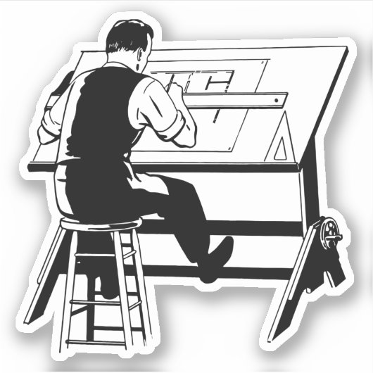 Kunsttekenillustratie van ontwerper van architect sticker (Voorkant)