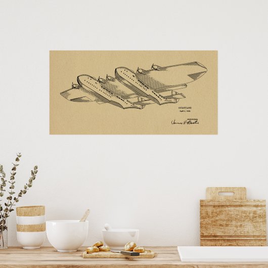 Kunsttekening 1939 Ocean Airplane Patent Poster (Keuken)