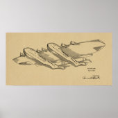 Kunsttekening 1939 Ocean Airplane Patent Poster (Voorkant)