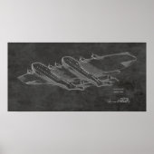 Kunsttekening 1939 Ocean Airplane Patent Poster (Voorkant)
