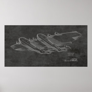 Kunsttekening 1939 Ocean Airplane Patent Poster