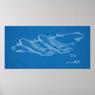 Kunsttekening 1939 Ocean Airplane Patent Poster