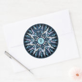 Kunsttekening, antiek kompas roos, monogram toevoe ronde sticker (Envelop)