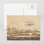 Kunsttekening  ballonvliegmachine briefkaart (Voorkant / Achterkant)