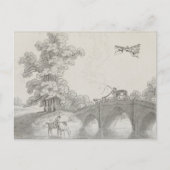 Kunsttekening  bemande vliegmachine briefkaart (Voorkant)