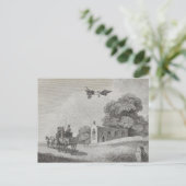 Kunsttekening bemande vliegmachine briefkaart (Staand voorkant)