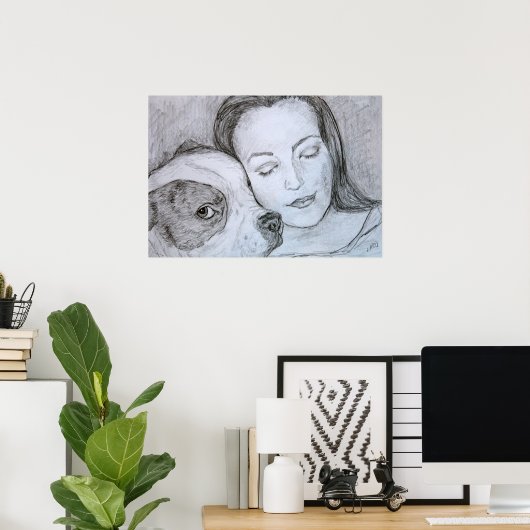 Kunsttekening Bulldog Lover Pet Owner Pencil Poster (Thuiskantoor)