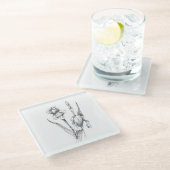 Kunsttekening, Irisbloem, Botanische kunst Glazen Onderzetter (Schuin)