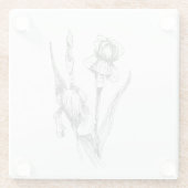 Kunsttekening, Irisbloem, Botanische kunst Glazen Onderzetter (Achterkant)