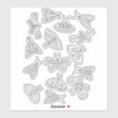 Kunsttekening moth Line Sticker (Vel)