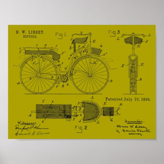 Kunsttekening van 1894 Militaire fietspatroon Poster (Voorkant)