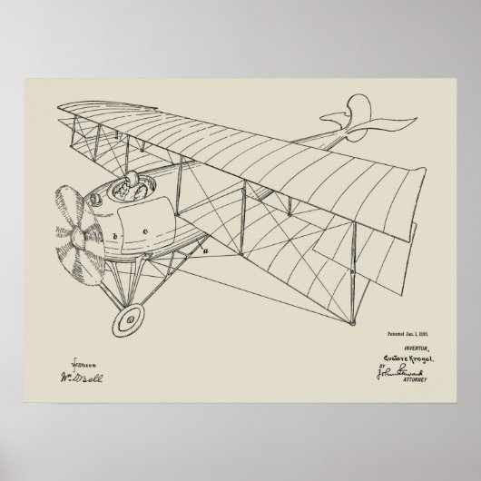 Kunsttekening van 1918 voor vliegtuigpatenten poster (Voorkant)