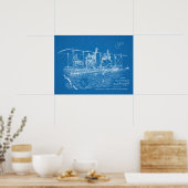 Kunsttekening van 1919 in oorlogsvliegtuig tegen k poster (Keuken)