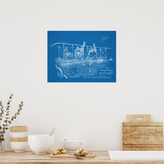 Kunsttekening van 1919 in oorlogsvliegtuig tegen k poster (Keuken)