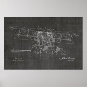 Kunsttekening van 1919 voor vliegtuigpatenten poster