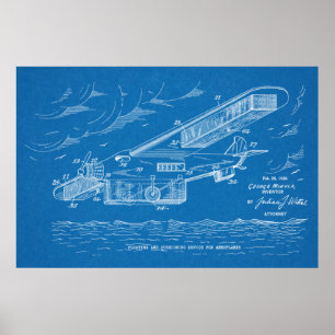 Kunsttekening van 1930-veiligheidspluimervliegtuig poster