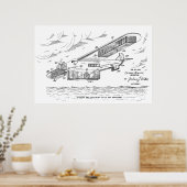 Kunsttekening van 1930-veiligheidspluimervliegtuig poster (Keuken)