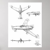 Kunsttekening van 1946 achterpropvliegtuig poster (Voorkant)