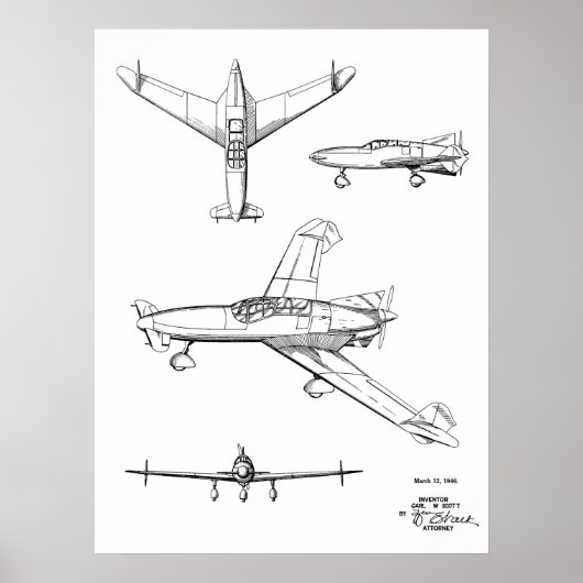 Kunsttekening van 1946 achterpropvliegtuig poster (Voorkant)