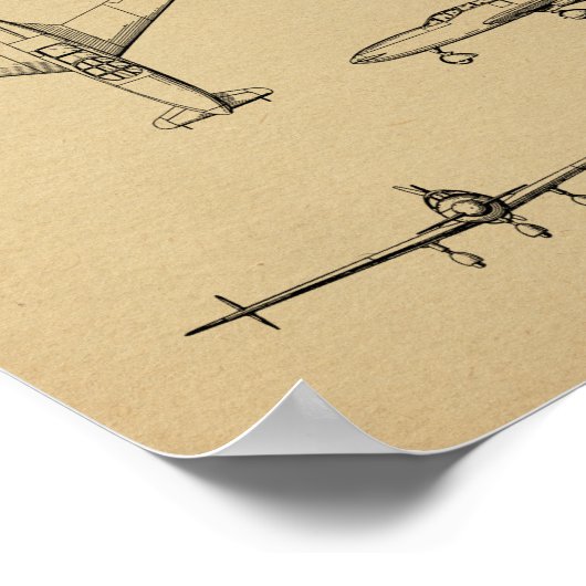 Kunsttekening van 1946 achterpropvliegtuig poster (Hoek)