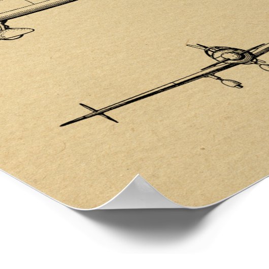 Kunsttekening van 1946 achterpropvliegtuig poster (Hoek)