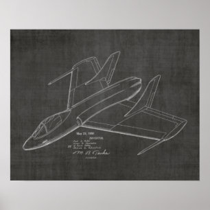Kunsttekening van 1950 Jet Airplane Patent Print