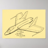 Kunsttekening van 1950 Jet Airplane Patent Print (Voorkant)