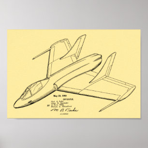 Kunsttekening van 1950 Jet Airplane Patent Print