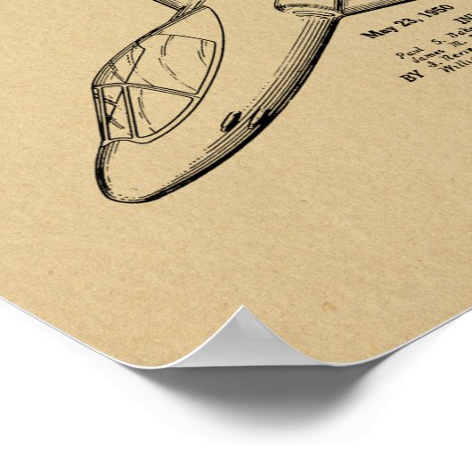 Kunsttekening van 1950 Jet Airplane Patent Print (Hoek)