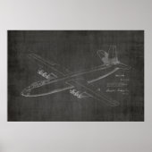 Kunsttekening van 1950 Jet Airplane Patent Print (Voorkant)