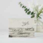 Kunsttekening van de vliegmachine briefkaart (Staand voorkant)