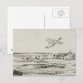 Kunsttekening van de vliegmachine briefkaart (Voorkant / Achterkant)